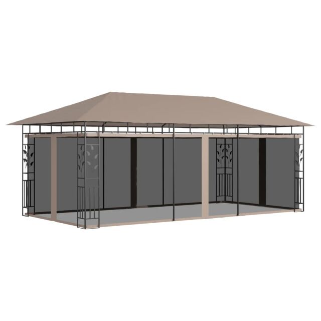 Berkfield Home Gazebo with Mosquito Net 6x3x2.73 m Taupe 180 g/m ² in Beige - image 1