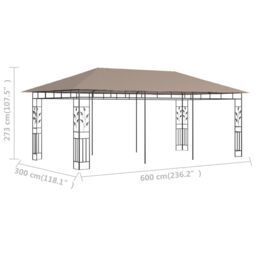 Berkfield Home Gazebo with Mosquito Net 6x3x2.73 m Taupe 180 g/m ² in Beige - thumbnail 6
