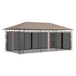 Berkfield Home Gazebo with Mosquito Net 6x3x2.73 m Taupe 180 g/m ² in Beige - thumbnail 1
