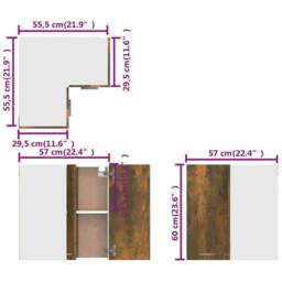 Berkfield Home Hanging Corner Cabinet Smoked Oak 57x57x60 cm Engineered Wood in Brown - Size: 57 x 57 x 60 cm - thumbnail 9