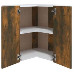 Berkfield Home Hanging Corner Cabinet Smoked Oak 57x57x60 cm Engineered Wood in Brown - Size: 57 x 57 x 60 cm - thumbnail 6