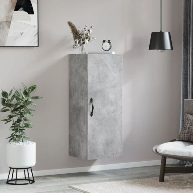 Berkfield Home Wall Mounted Cabinet Concrete Grey 34.5x34x90 cm Engineered Wood - image 1