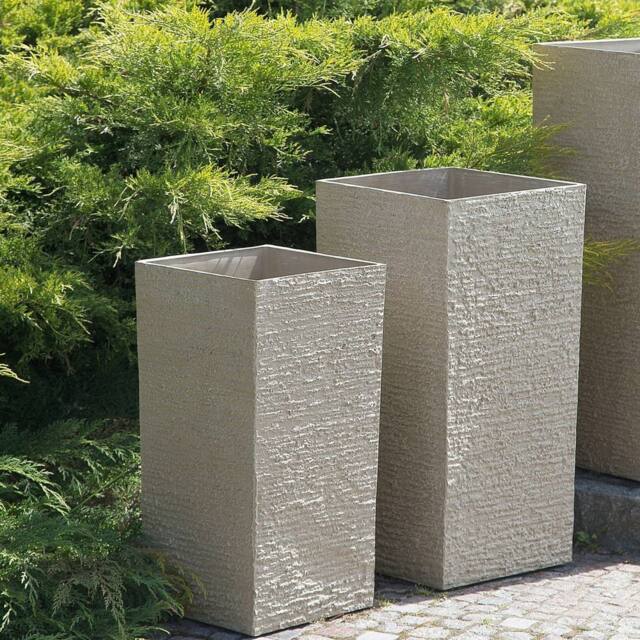 Wyld and Coco Beige Stone Tall Planter 30 x 30 x 60 cm - image 1
