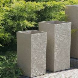 Wyld and Coco Beige Stone Tall Planter 30 x 30 x 60 cm - thumbnail 1