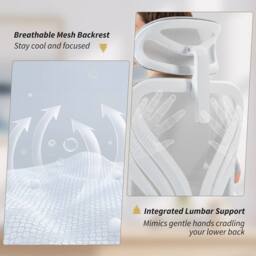 HOMCOM Ergonomic Office Chair, Computer Chair with Foldable Backrest, Grey in Light Grey - thumbnail 5
