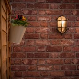 ValueLights Bow Nautical Oval Bulkhead IP64 Outdoor Garden Wall Light in Black - thumbnail 2