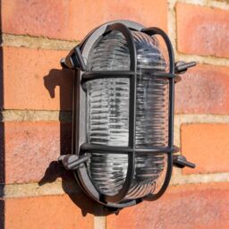 ValueLights Bow Nautical Oval Bulkhead IP64 Outdoor Garden Wall Light in Black - thumbnail 3