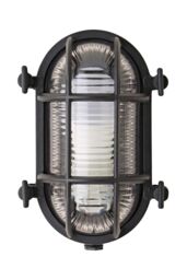 ValueLights Bow Nautical Oval Bulkhead IP64 Outdoor Garden Wall Light in Black - thumbnail 6