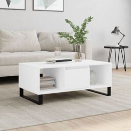 Berkfield Home Coffee Table White 90x50x36.5 cm Engineered Wood - thumbnail 1