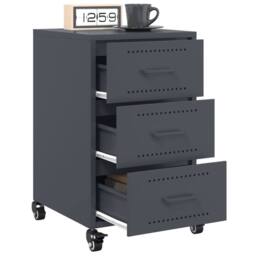 Berkfield Home Stylish Bedside Cabinet Anthracite 36x39x59 cm Steel in Charcoal - Size: 36 x 39 x 59 cm - thumbnail 5