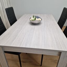 KOSY KOALA Dining Table & 4 Chairs Grey 4 Black Leather Chairs Wood Dining Set Furniture in Brown - thumbnail 3