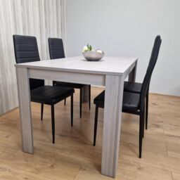 KOSY KOALA Dining Table & 4 Chairs Grey 4 Black Leather Chairs Wood Dining Set Furniture in Brown - thumbnail 9