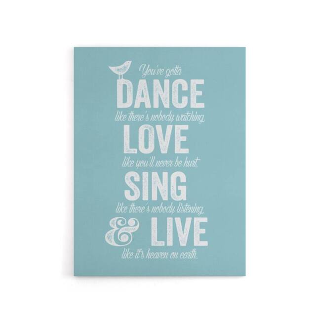 "Artery8 Dance Love Sing Live Quote Canvas Wall Art Print in Blue - Size: W18"" x H24""" - image 1
