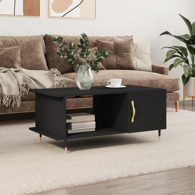 Berkfield Home Coffee Table Black 90x50x40 cm Engineered Wood - Size: 90 x 50 x 40 cm - image 1
