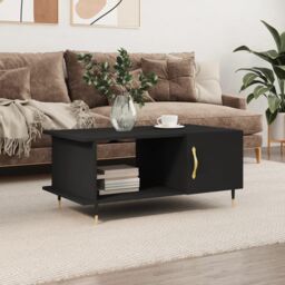 Berkfield Home Coffee Table Black 90x50x40 cm Engineered Wood - Size: 90 x 50 x 40 cm - thumbnail 1