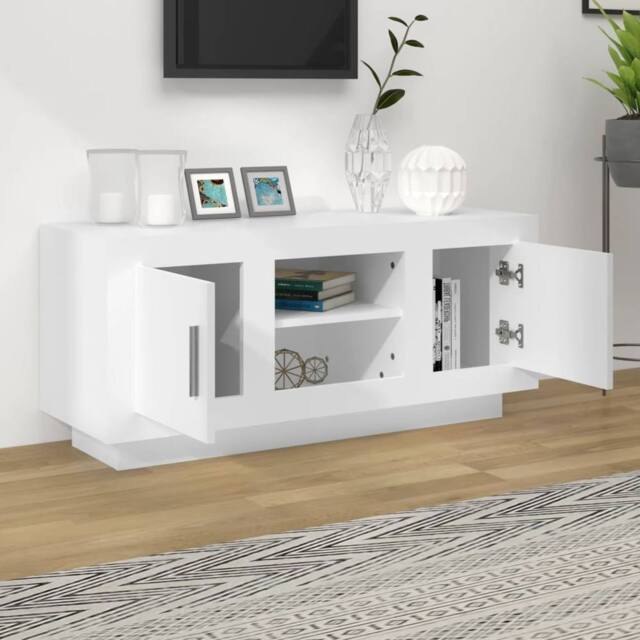 Berkfield Home TV Cabinet White 102x35x45 cm Engineered Wood - Size: 102 x 35 x 45 cm - image 1