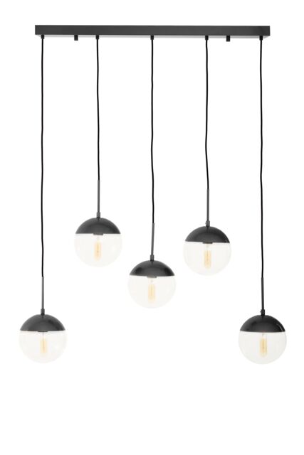 Orsina Industrial Chrome 5 Pendant Light, Adjustable Globe Pendant Ceiling Light for Dining Table, Hanging Light in Black - image 1