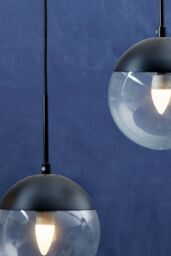 Orsina Industrial Chrome 5 Pendant Light, Adjustable Globe Pendant Ceiling Light for Dining Table, Hanging Light in Black - thumbnail 4