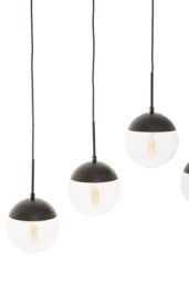 Orsina Industrial Chrome 5 Pendant Light, Adjustable Globe Pendant Ceiling Light for Dining Table, Hanging Light in Black - thumbnail 6