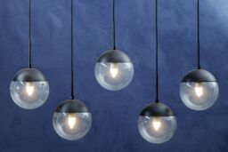 Orsina Industrial Chrome 5 Pendant Light, Adjustable Globe Pendant Ceiling Light for Dining Table, Hanging Light in Black - thumbnail 2