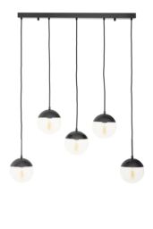 Orsina Industrial Chrome 5 Pendant Light, Adjustable Globe Pendant Ceiling Light for Dining Table, Hanging Light in Black - thumbnail 1