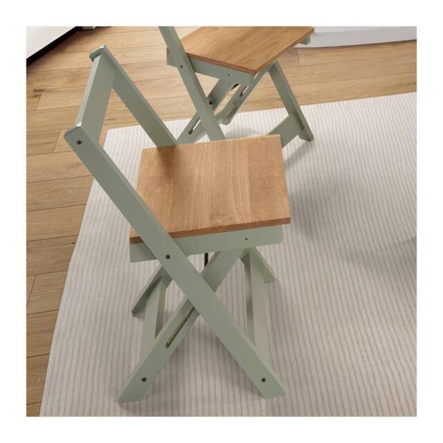 Seconique Santos Folding Chair (Box of 2) Green/Distressed Waxed Pine in Green - image 1