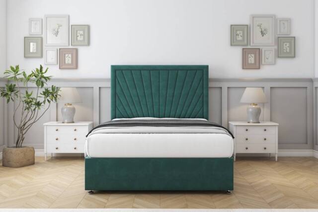 "Sloomy Somerset Plush Divan Base No Drawers 54"" Headboard in Emerald - Size: Small Single" - image 1