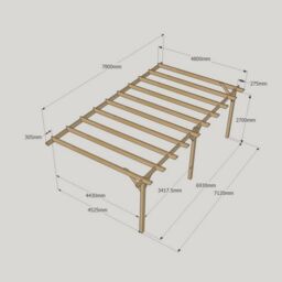 Rutland County Garden Furniture Ltd Wall Mounted Garden Pergola 3 Posts, Wood, L480 x W780 x H270cm, Green in Brown - thumbnail 6