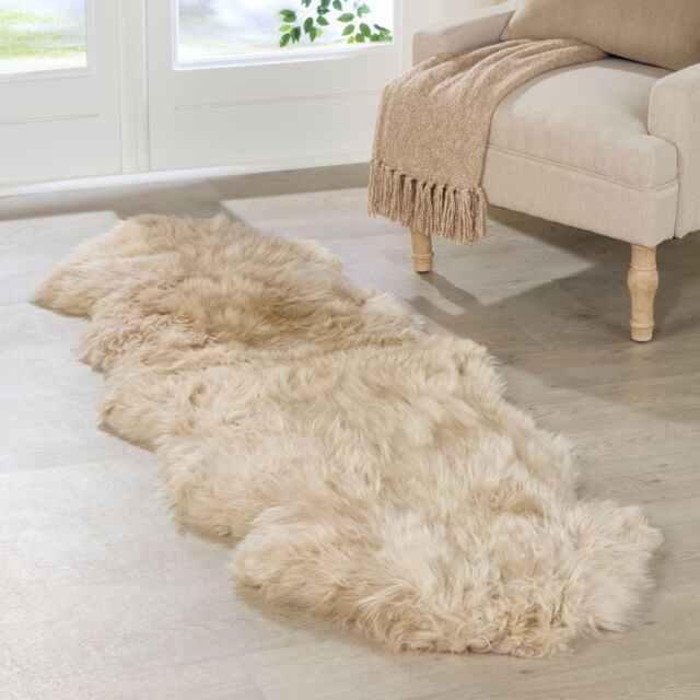 Native Natural Double Sheepskin Rug in Beige - Size: 60 cm x 240 cm - image 1