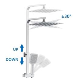 Hinsinc 300mm Thermostatic Twin Head Square Chrome Rain Shower Set in Silver - Size: 180 cm width x 180 cm drop - thumbnail 3