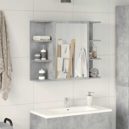 Berkfield Home Bathroom Mirror Cabinet Concrete Grey 80x20.5x64 cm Engineered Wood - thumbnail 3
