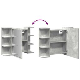 Berkfield Home Bathroom Mirror Cabinet Concrete Grey 80x20.5x64 cm Engineered Wood - thumbnail 8