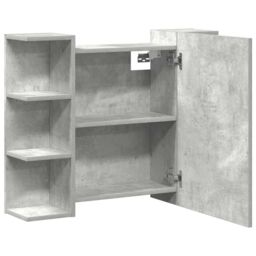 Berkfield Home Bathroom Mirror Cabinet Concrete Grey 80x20.5x64 cm Engineered Wood - thumbnail 7