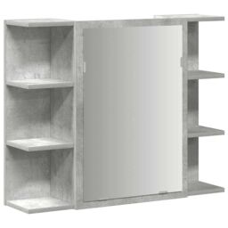 Berkfield Home Bathroom Mirror Cabinet Concrete Grey 80x20.5x64 cm Engineered Wood - thumbnail 2
