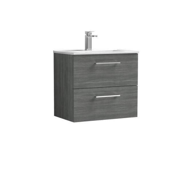 Balterley Bathroom 2 Soft Close Drawer, Wall Hung Vanity Unit, Anthracite, 600mm in Grey - image 1