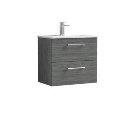 Balterley Bathroom 2 Soft Close Drawer, Wall Hung Vanity Unit, Anthracite, 600mm in Grey - thumbnail 1