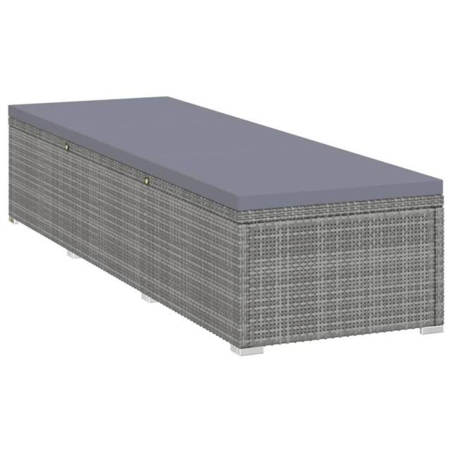 Berkfield Home Sun Lounger with Dark Grey Cushion Poly Rattan Grey - image 1