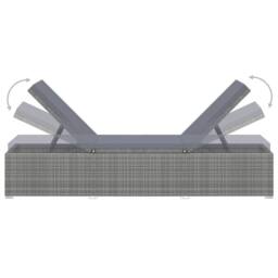 Berkfield Home Sun Lounger with Dark Grey Cushion Poly Rattan Grey - thumbnail 5