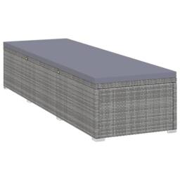 Berkfield Home Sun Lounger with Dark Grey Cushion Poly Rattan Grey - thumbnail 1