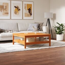 Berkfield Home Coffee Table Wax Brown 100x100x40 cm Solid Wood Pine - Size: 100 x 100 x 40 cm - thumbnail 3