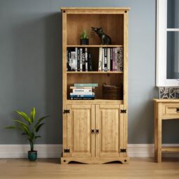 Home Discount Vida Designs Corona 2 Door & 3 Shelves Bookcase Storage Furniture in Brown - thumbnail 3