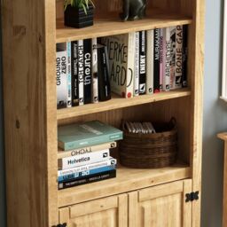 Home Discount Vida Designs Corona 2 Door & 3 Shelves Bookcase Storage Furniture in Brown - thumbnail 4
