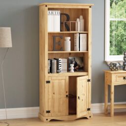Home Discount Vida Designs Corona 2 Door & 3 Shelves Bookcase Storage Furniture in Brown - thumbnail 1
