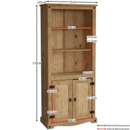 Home Discount Vida Designs Corona 2 Door & 3 Shelves Bookcase Storage Furniture in Brown - thumbnail 2