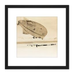 Artery8 Photo Airship Norway Mooring NY-Alesund 1926 8X8 Inch Square Wooden Framed Wall Art Print Picture with Mount in Black - thumbnail 1