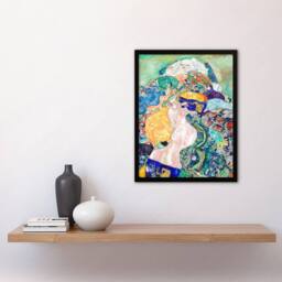 Artery8 Gustav Klimt Framed Wall Art Print Baby Cradle Colourful Painting - Size: A4 - thumbnail 2
