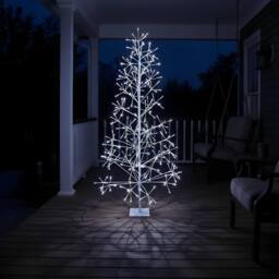 Shatchi Christmas Pre-Lit White Twig Tree Cool LED Lights Metal Frame Decoration - Size: 6ft - thumbnail 1