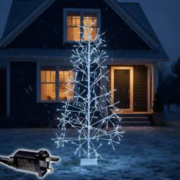 Shatchi Christmas Pre-Lit White Twig Tree Cool LED Lights Metal Frame Decoration - Size: 6ft - thumbnail 2