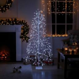 Shatchi Christmas Pre-Lit White Twig Tree Cool LED Lights Metal Frame Decoration - Size: 6ft - thumbnail 3