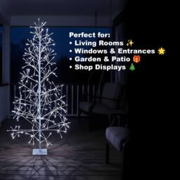 Shatchi Christmas Pre-Lit White Twig Tree Cool LED Lights Metal Frame Decoration - Size: 6ft - thumbnail 6